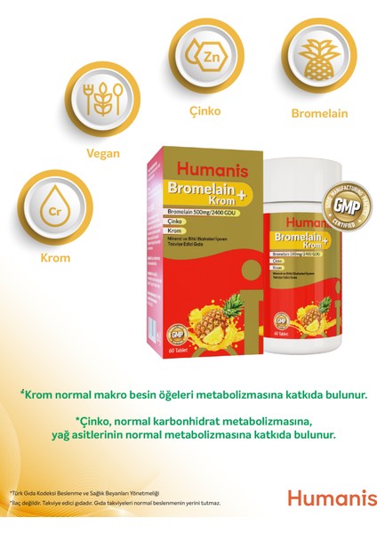 Bromelain+Krom, Çinko 60 Tablet fırsatları