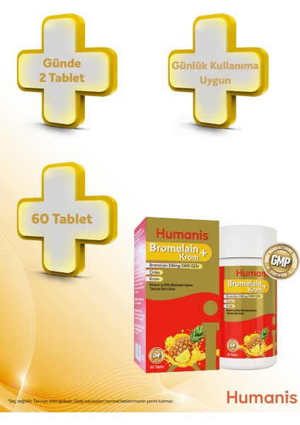 Bromelain+Krom, Çinko 60 Tablet indirimleri