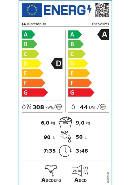 F4Y5VRPYJ 9 kg / 6 kg 1400 Devir Kurutmalı Çamaşır Makinesi