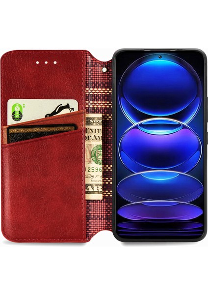 Xiaomi Redmi Note 12 Pro Plus 5g Eşkenar Dörtgen Baskı Deri Cüzdan Kapağı (Yurt Dışından)