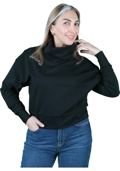 Kadın 2 Iplik Degaje Yaka Sweatshirt