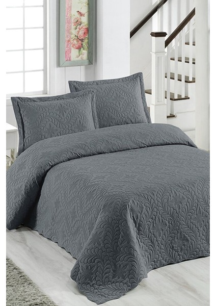 Çift Kişilik Microfiber Kapitone Yatak Örtüsü Ivy Antrasit