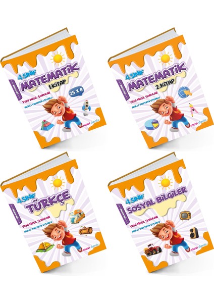 2024 4. Sınıf Matematik - Türkçe - Sosyal Kitap Seti 4 Kitap