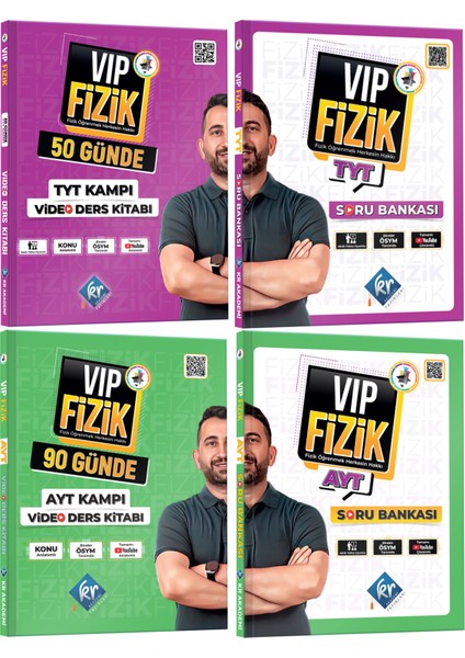 2024 TYT + AYT Vip Fizik Video Ders Kitabı + Soru Seti 4 Kitap