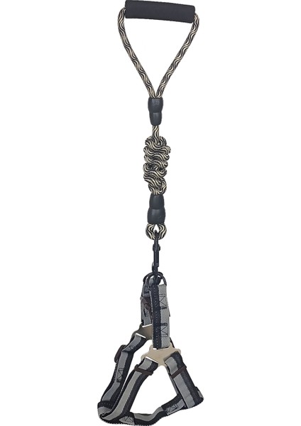 Köpek Göğüs Tasma Seti Dalga Desenli 1.5 Cm*35-48 cm Siyah-Beyaz