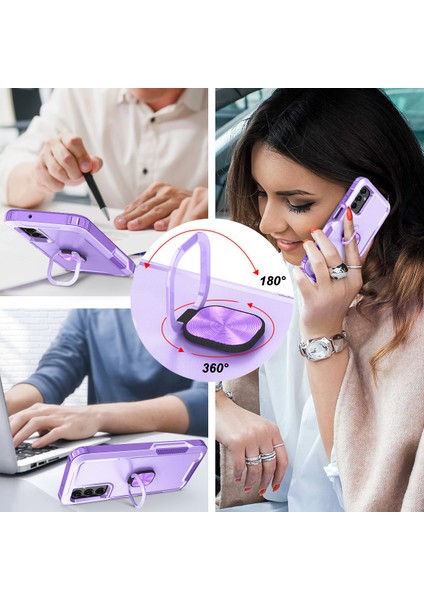 Samsung Galaxy A15 4g / 5g Pc+Silikon Düşmeyi Önleyici Kapak ve Dönebilen Halka Çubuğu (Yurt Dışından)