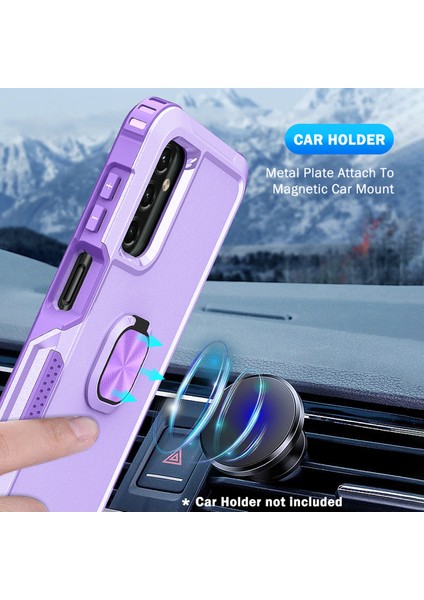 Samsung Galaxy A15 4g / 5g Pc+Silikon Düşmeyi Önleyici Kapak ve Dönebilen Halka Çubuğu (Yurt Dışından)