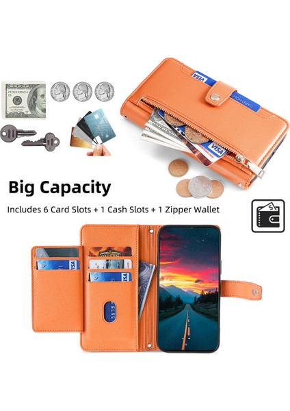 Samsung Galaxy M52 5g Fermuarlı Cep Drop-Proof Deri Cüzdan Standı Kapağı (Yurt Dışından)