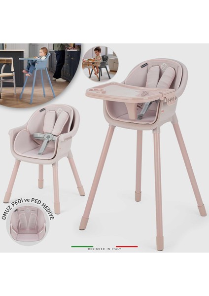 Misto 4in1 Bebek Mama Sandalyesi ve Mama Oturağı Iç Pedli Pudra