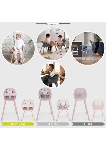 Misto 4in1 Bebek Mama Sandalyesi ve Mama Oturağı Iç Pedli Pudra