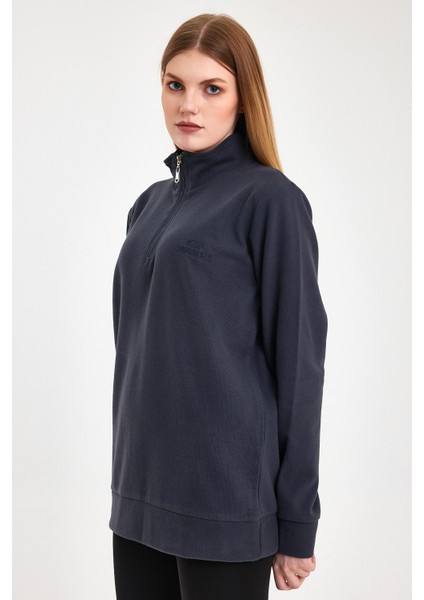 Kadın Sweatshirt, Antrasit Sweatshirt, Fermuar Yakalı Sweatshirt, Oversize Sweatshirt modelleri