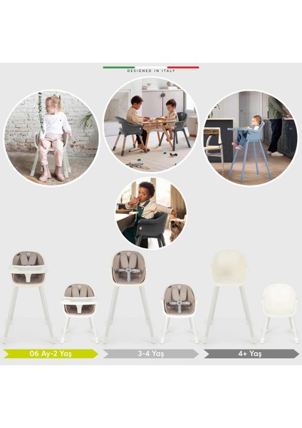 Misto 4in1 Bebek Mama Sandalyesi ve Mama Oturağı Iç Pedli Ekru