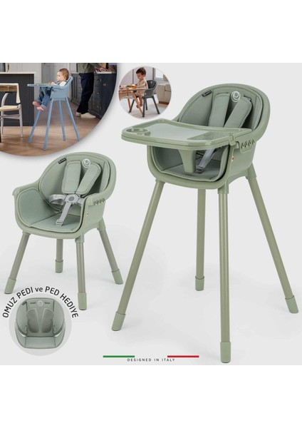 Misto 4in1 Bebek Mama Sandalyesi ve Mama Oturağı Iç Pedli Yeşil