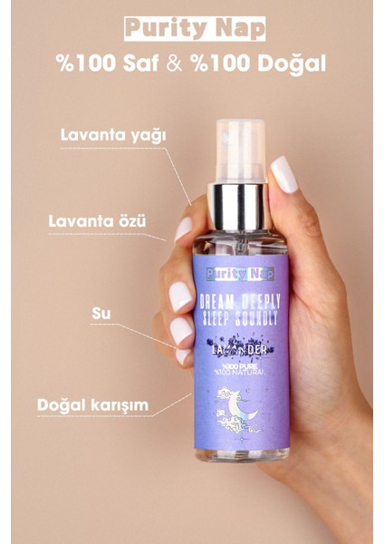 Lavanta Uyku ve Yastık Spreyi, Sleep And Pillow Spray, Doğal Melatonin Aromaterapi Sprey 100 ml