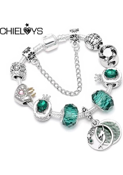 21CM Tarzı No.37 Boyutu Chıeloy Moda Kristal Charm Bilezik ve Bilezikler Kadınlar Için Dıy Gümüş Renk Charm Pulsera Yeşil Bilezikler (Yurt Dışından) fiyatları