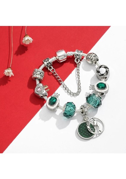 21CM Tarzı No.37 Boyutu Chıeloy Moda Kristal Charm Bilezik ve Bilezikler Kadınlar Için Dıy Gümüş Renk Charm Pulsera Yeşil Bilezikler (Yurt Dışından) modelleri