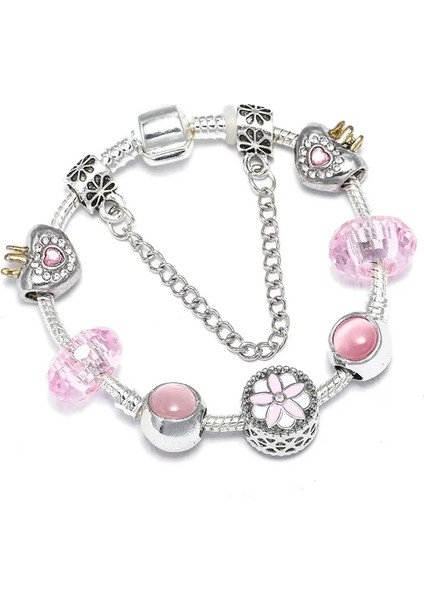 20CM Tarzı No.36 Boyutu Chıeloys Yeni Trendy Pembe Kristal Boncuk Charm Bilezik Emniyet Zinciri Bilezik ve Bileklik Kadınlar Için Dıy Takı (Yurt Dışından)