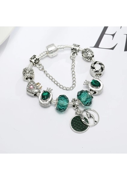 21CM Tarzı No.37 Boyutu Chıeloy Moda Kristal Charm Bilezik ve Bilezikler Kadınlar Için Dıy Gümüş Renk Charm Pulsera Yeşil Bilezikler (Yurt Dışından) indirimleri