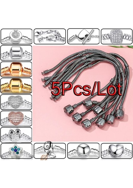 16CM Tarzı No.29 Boyutu 5 Adetlot Gümüş Renk Yılan Zincir Charm Bilezikler Wittyles Bilezik Kadın Erkek Pulseras Takı Hediye (Yurt Dışından) modelleri