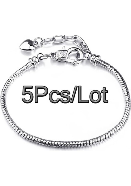 16CM Tarzı No.29 Boyutu 5 Adetlot Gümüş Renk Yılan Zincir Charm Bilezikler Wittyles Bilezik Kadın Erkek Pulseras Takı Hediye (Yurt Dışından) indirimleri