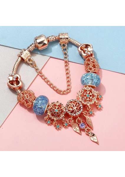 18CM Tarzı No.38 Boyutu 2023 Yeni Çiçek ve Akçaağaç Yaprağı Boncuk Charm Bilezik ve Bilezikler Gümüş Renk ile Yılan Zincir Kadınlar Için Bilezikler Takı Pulseira (Yurt Dışından)