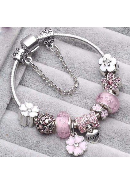 21CM Tarzı Stila7 Brace Code Mor Kristal Boncuklu ve Kelebek Kolyeli Bileklik Kadın Hediyeleri Için Mor Charm Bileklik (Yurt Dışından)