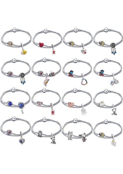 20CM Tarzı No.9 Boyutu 31 Stiller Yeni Basit Charm Bilezikler Gümüş Kaplama ile Unicorn Baykuş Boncuk Bileklik Bilezik Kadınlar Çocuklar Için Lover Takı Hediye (Yurt Dışından) modelleri