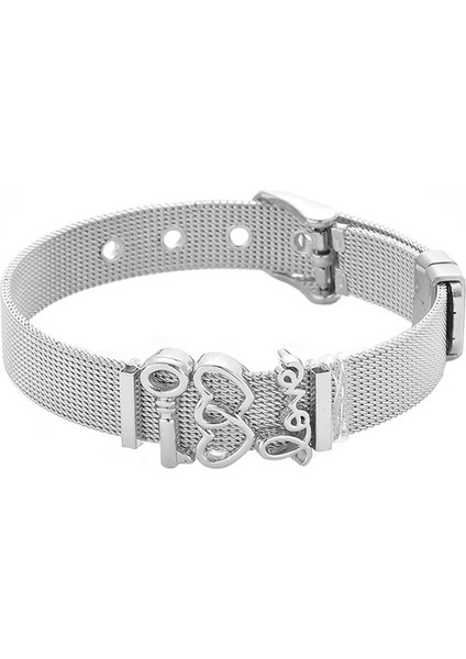 ST024 Moda Paslanmaz Çelik Kadın Erkek Bilezik Örgü Bilezik Seti Kristal Kalp Çapa Charm Güzel Bilezik Bileklik Kadın Sevgilisi (Yurt Dışından)