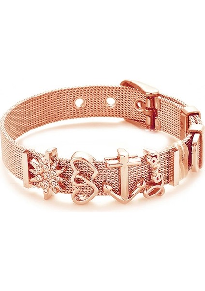 ST024 Moda Paslanmaz Çelik Kadın Erkek Bilezik Örgü Bilezik Seti Kristal Kalp Çapa Charm Güzel Bilezik Bileklik Kadın Sevgilisi (Yurt Dışından) indirimleri