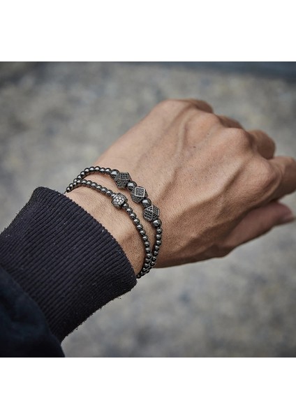 No.38 Boyutu Et Disko Topu Charm Erkekler Bilezik Açacağı Cz Uzun Tüp Örgülü Makrome Siyah Renk Boncuk Bilezik Erkekler Için Takı Hediye (Yurt Dışından)