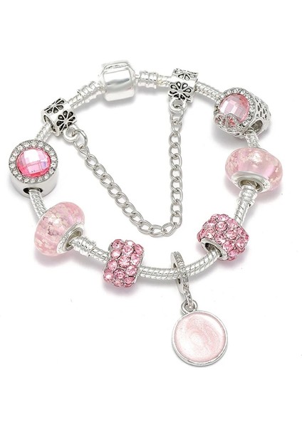 20CM Tarzı No.10 Boyutu Chıeloys Yeni Trendy Pembe Kristal Boncuk Charm Bilezik Emniyet Zinciri Bilezik ve Bileklik Kadınlar Için Dıy Takı (Yurt Dışından)