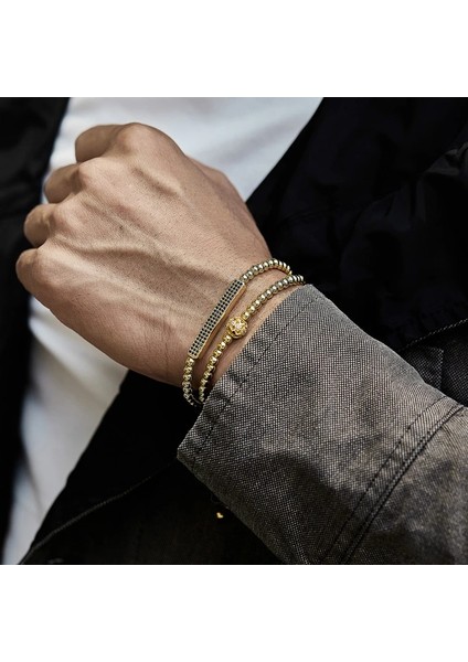 No.2 Boyutu Fashioet Dikdörtgen ve Içi Boş Top Erkekler Charm Bilezik Moda Örgülü Makrome Boncuk Bilezik Erkekler Takı Hediye Için (Yurt Dışından)