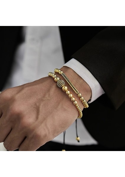 No.2 Boyutu Fashioet Dikdörtgen ve Içi Boş Top Erkekler Charm Bilezik Moda Örgülü Makrome Boncuk Bilezik Erkekler Takı Hediye Için (Yurt Dışından)