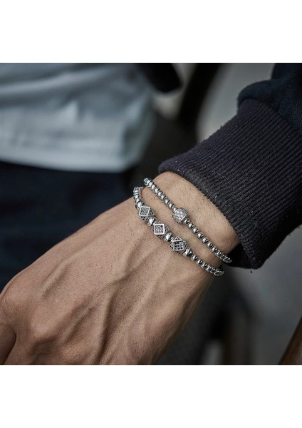 No.2 Boyutu Fashioet Dikdörtgen ve Içi Boş Top Erkekler Charm Bilezik Moda Örgülü Makrome Boncuk Bilezik Erkekler Takı Hediye Için (Yurt Dışından)