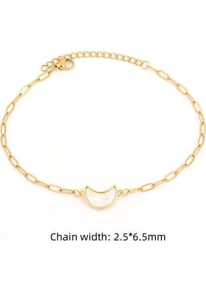 18CM Tarzı No.3 Boyutu 2023 Sıcak Trendy Narin Kabuk Kalp Ay Zinciri Kadın Bilezik Clatainless Çelik Zincir Bilezik Kadınlar Için Takı Hediye (Yurt Dışından)