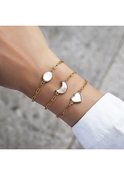 18CM Tarzı No.3 Boyutu 2023 Sıcak Trendy Narin Kabuk Kalp Ay Zinciri Kadın Bilezik Clatainless Çelik Zincir Bilezik Kadınlar Için Takı Hediye (Yurt Dışından) fiyatları