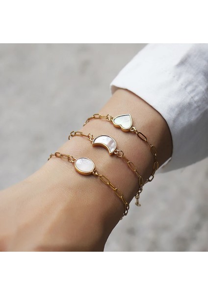 18CM Tarzı No.3 Boyutu 2023 Sıcak Trendy Narin Kabuk Kalp Ay Zinciri Kadın Bilezik Clatainless Çelik Zincir Bilezik Kadınlar Için Takı Hediye (Yurt Dışından) modelleri