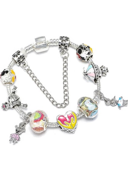 21CM Tarzı No.37 Boyutu Chıeloys Yeni Trendy Pembe Kristal Boncuk Charm Bilezik Emniyet Zinciri Bilezik ve Bileklik Kadınlar Için Dıy Takı (Yurt Dışından)