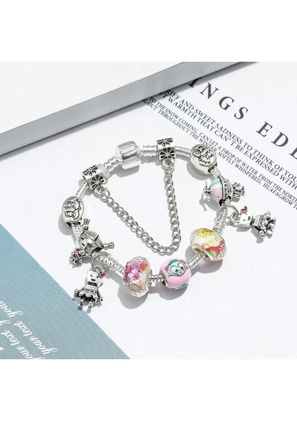 21CM Tarzı No.37 Boyutu Chıeloys Yeni Trendy Pembe Kristal Boncuk Charm Bilezik Emniyet Zinciri Bilezik ve Bileklik Kadınlar Için Dıy Takı (Yurt Dışından) indirimleri
