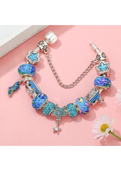 18CM Tarzı No.7 Boyutu Göl Mavi Kristal Göz Alıcı Boncuk Emaye Cruise Kolye Dıy Yılan Zincir Charm Bilezik Kadınlar Kız Takı Hediyeler Için (Yurt Dışından) indirimleri
