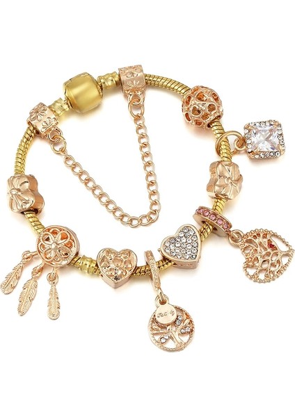 21CM Tarzı GD034 Eovn Otantik Altın Renk Arılar Dangles Charm Bilezik Beyaz Kristal Boncuklar Güzel Bilezik Kadınlar Çocuklar Için Doğum Günü Hediyeleri (Yurt Dışından)