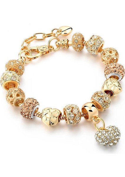 18CM Tarzı No.10 Boyutu 41 Stil Yüksek Li Altın Rengi Aşk Kalp Charm Bilezikler Kadınlar Için Dıy Kristal Boncuklar Bilezikler Takı (Yurt Dışından) modelleri