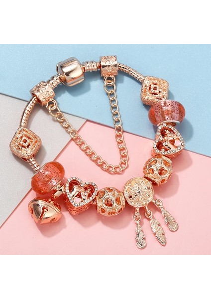 18CM Tarzı No.37 Boyutu 2023 Yeni Çiçek ve Akçaağaç Yaprağı Boncuk Charm Bilezik ve Bilezikler Gümüş Renk ile Yılan Zincir Kadınlar Için Bilezikler Takı Pulseira (Yurt Dışından)