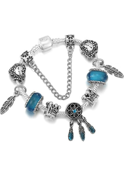 17CM Tarzı No.19 Boyutu Togory Gümüş Renk Sevimli Prenses Elbise Kolye Charm Bilezik Kristal Renkli Boncuklar Bilezik Çocuklar Için Kadın Erkek Takı (Yurt Dışından)