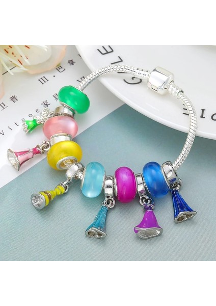 17CM Tarzı No.19 Boyutu Togory Gümüş Renk Sevimli Prenses Elbise Kolye Charm Bilezik Kristal Renkli Boncuklar Bilezik Çocuklar Için Kadın Erkek Takı (Yurt Dışından) modelleri