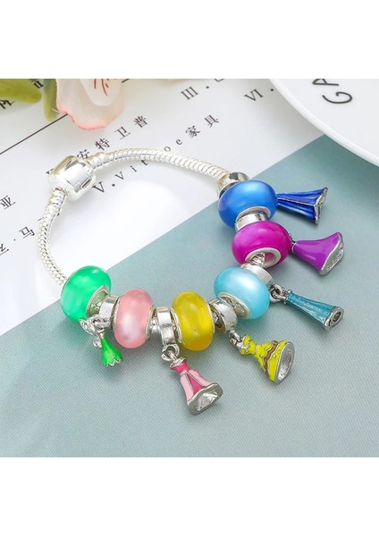 17CM Tarzı No.19 Boyutu Togory Gümüş Renk Sevimli Prenses Elbise Kolye Charm Bilezik Kristal Renkli Boncuklar Bilezik Çocuklar Için Kadın Erkek Takı (Yurt Dışından) fırsatları
