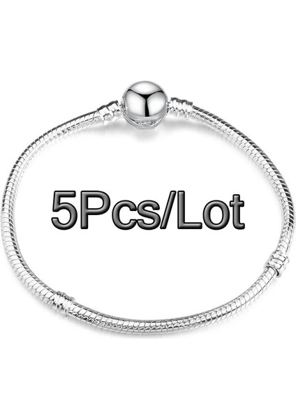 20CM Tarzı No.12 Boyutu 5 Adetlot Gümüş Renk Yılan Zincir Charm Bilezikler Wittyles Bilezik Kadın Erkek Pulseras Takı Hediye (Yurt Dışından)