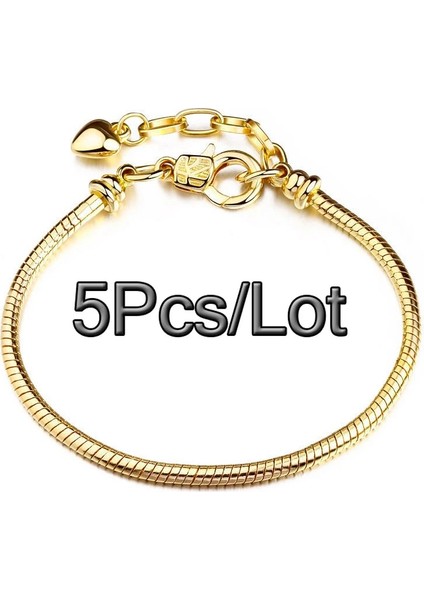 19CM Tarzı No.10 Boyutu 5 Adetlot Gümüş Renk Yılan Zincir Charm Bilezikler Wittyles Bilezik Kadın Erkek Pulseras Takı Hediye (Yurt Dışından)