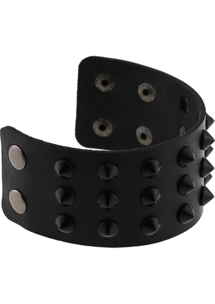 Yeşil Vegan Deri Başak Bilezik Punk Geniş Snap Düğmesi Wrap Bilezikler Bileklik Erkekler Kadınlar Için Gotik Emo Kaya Kollukları (Yurt Dışından)