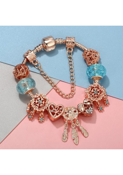 19CM Tarzı No.32 Boyutu 2023 Yeni Çiçek ve Akçaağaç Yaprağı Boncuk Charm Bilezik ve Bilezikler Gümüş Renk ile Yılan Zincir Kadınlar Için Bilezikler Takı Pulseira (Yurt Dışından)